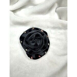 NEW Free People Rosette Stud Pack In Black Earrings Set Brooch Pin Boho Flower